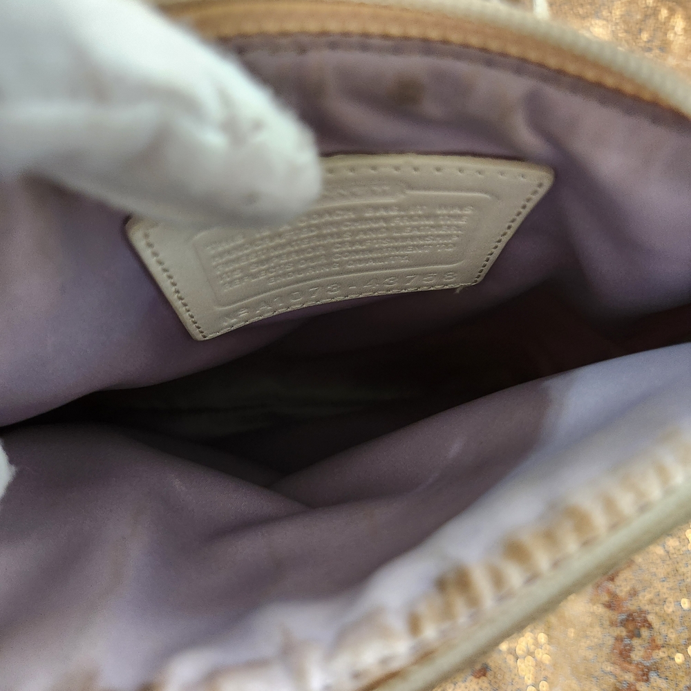 Coach Tan And Gold Hearts Logo Crossbody Bag - Picture 6 of 12